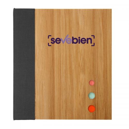 set de notas adhesivas en bambú personalizado con logo para empresas_ argentina