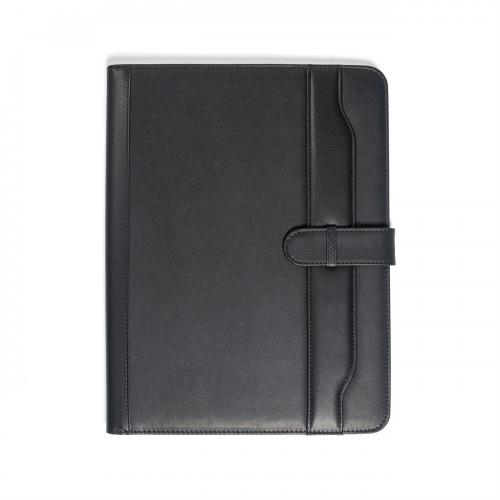 carpeta simil cuero negro personalizada con logo por mayor