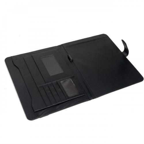 carpeta simil cuero negro personalizada con logo por mayor