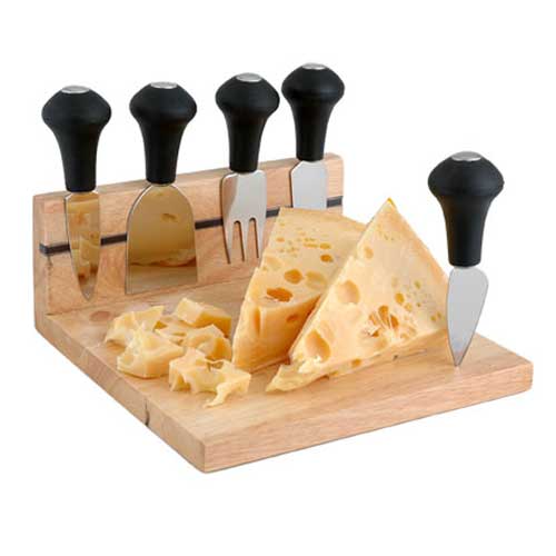 Set de tabla de Madera para quesos con logo grabado